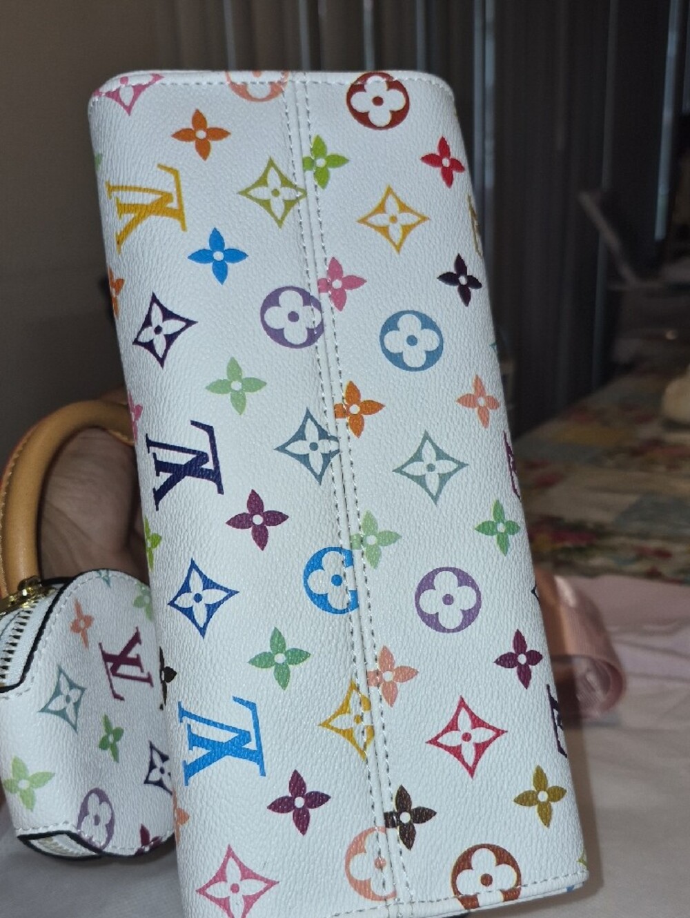 Louis Vuitton White Multicolor Monogram Satchel with Pink Strap - Picture 8 of 8